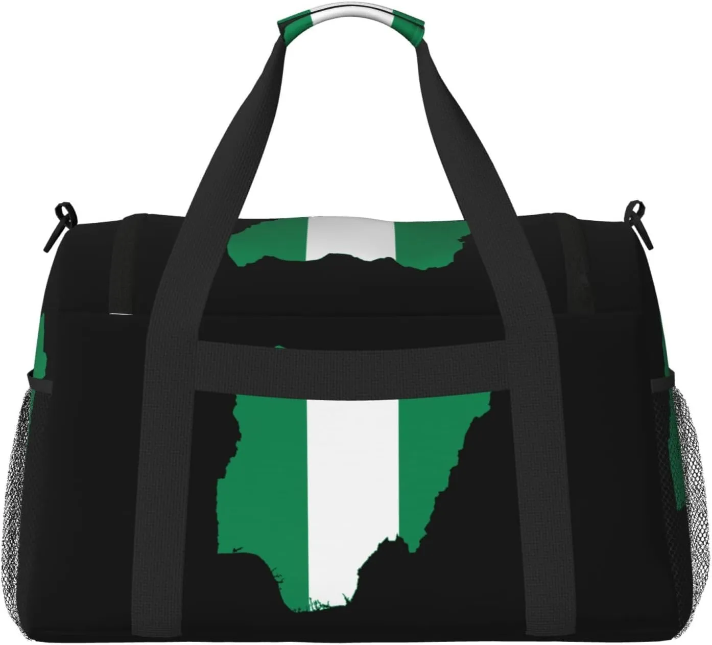 Flag Map Of Nigeria Travel Duffel Bag Large Foldable Waterproof Overnight Bag For Beach Swim Bags Pool Sports Gym