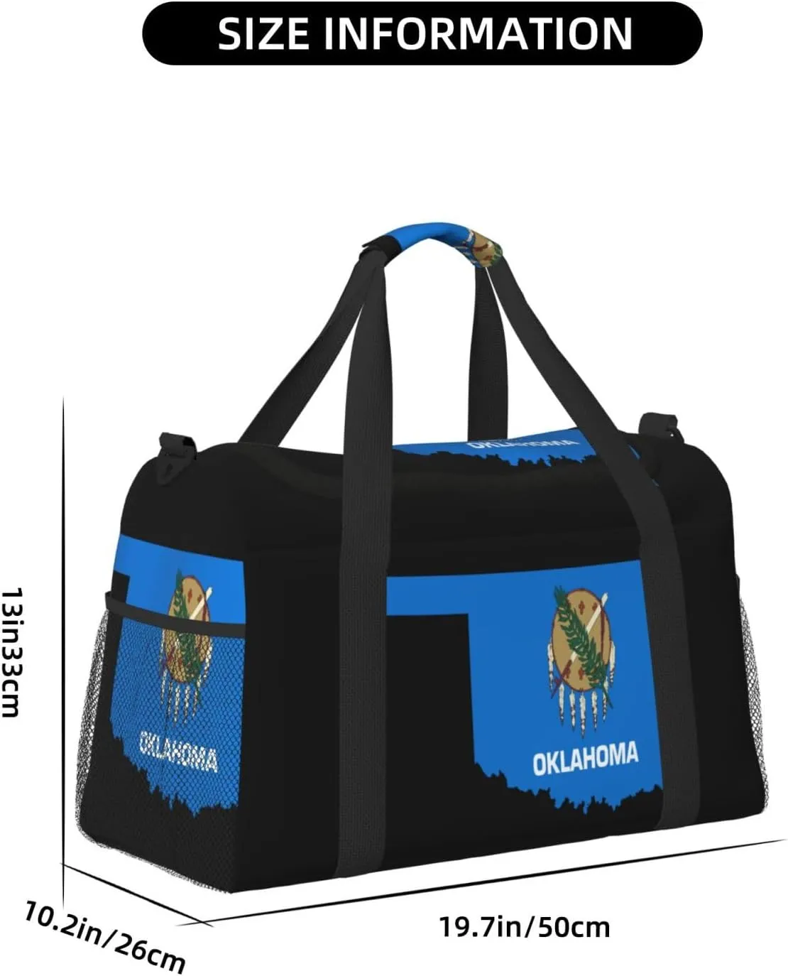 Flag Map Of Oklahoma Travel Duffel Bag Large Foldable Waterproof Overnight Bag For Beach Swim Bags Pool Sports Gym