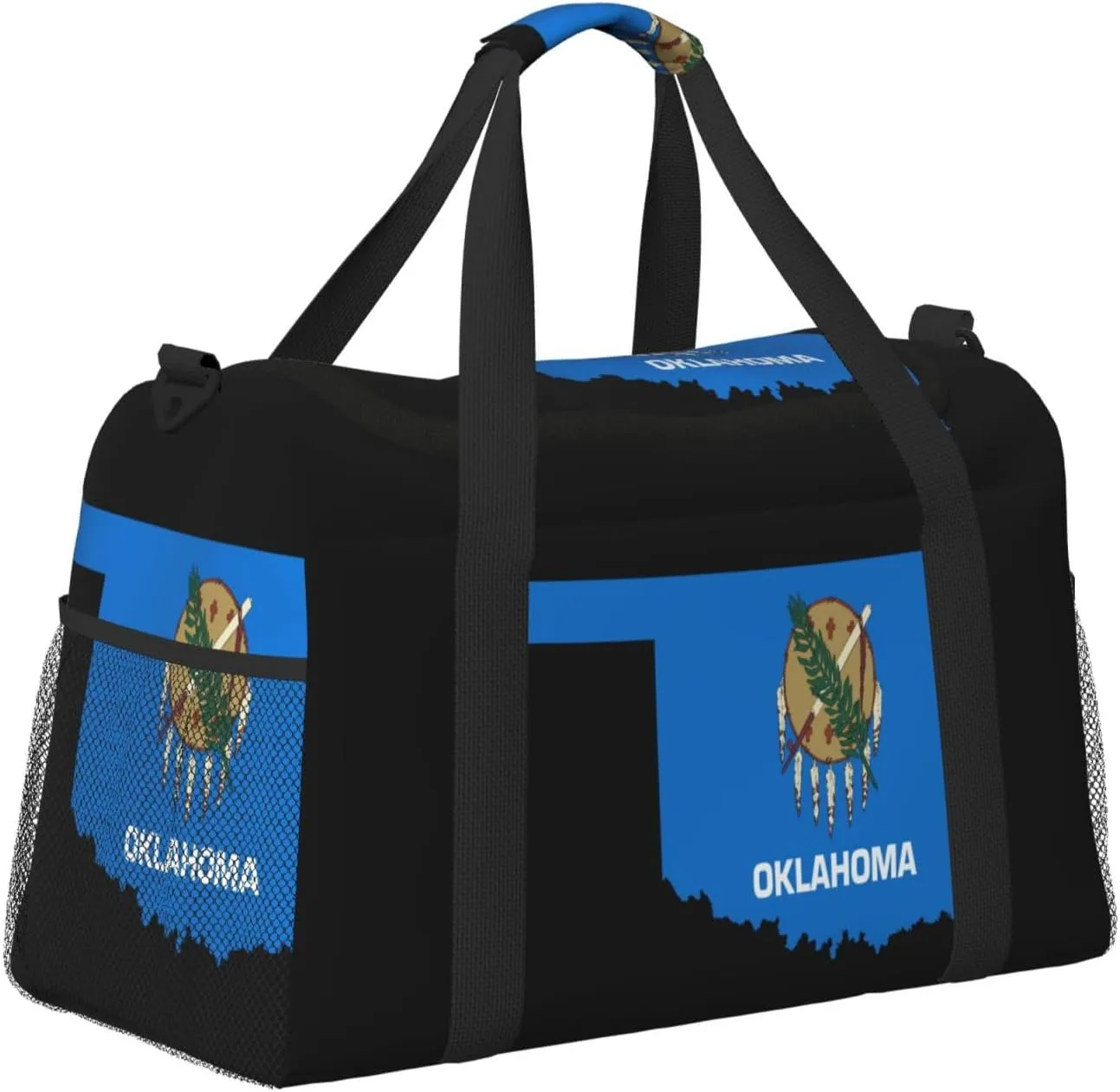 Flag Map Of Oklahoma Travel Duffel Bag Large Foldable Waterproof Overnight Bag For Beach Swim Bags Pool Sports Gym