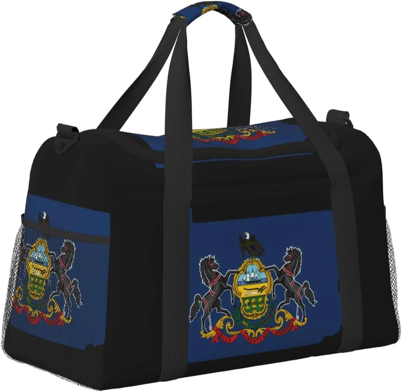 Flag Map Of Pennsylvania Travel Duffel Bag Large Foldable Waterproof Overnight Bag For Beach Swim Bags Pool Sports Gym