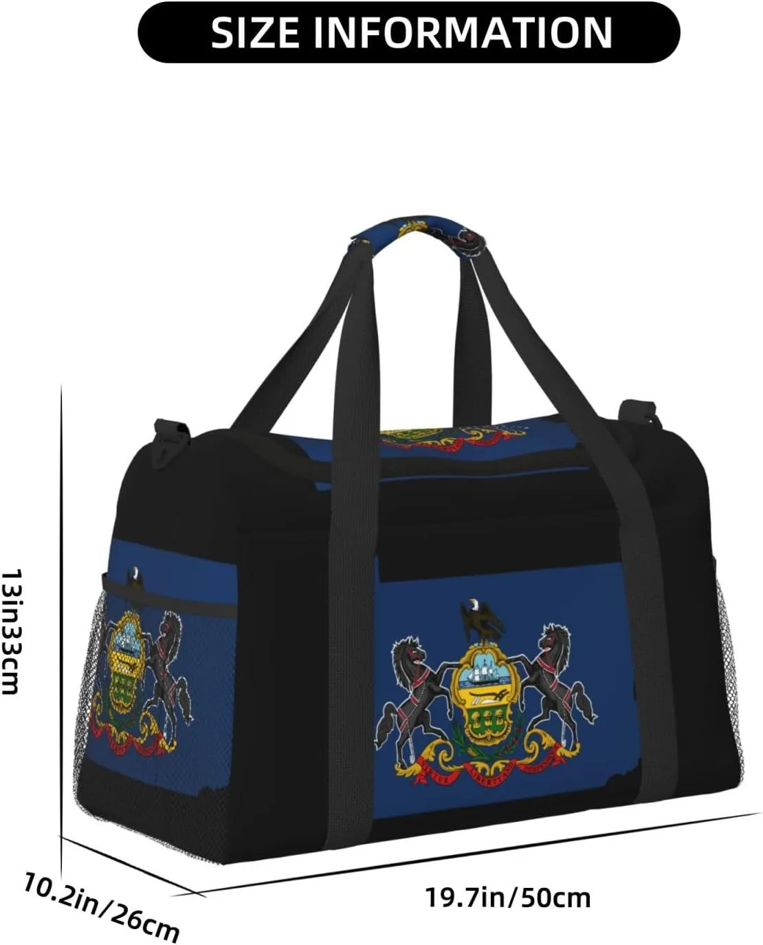 Flag Map Of Pennsylvania Travel Duffel Bag Large Foldable Waterproof Overnight Bag For Beach Swim Bags Pool Sports Gym