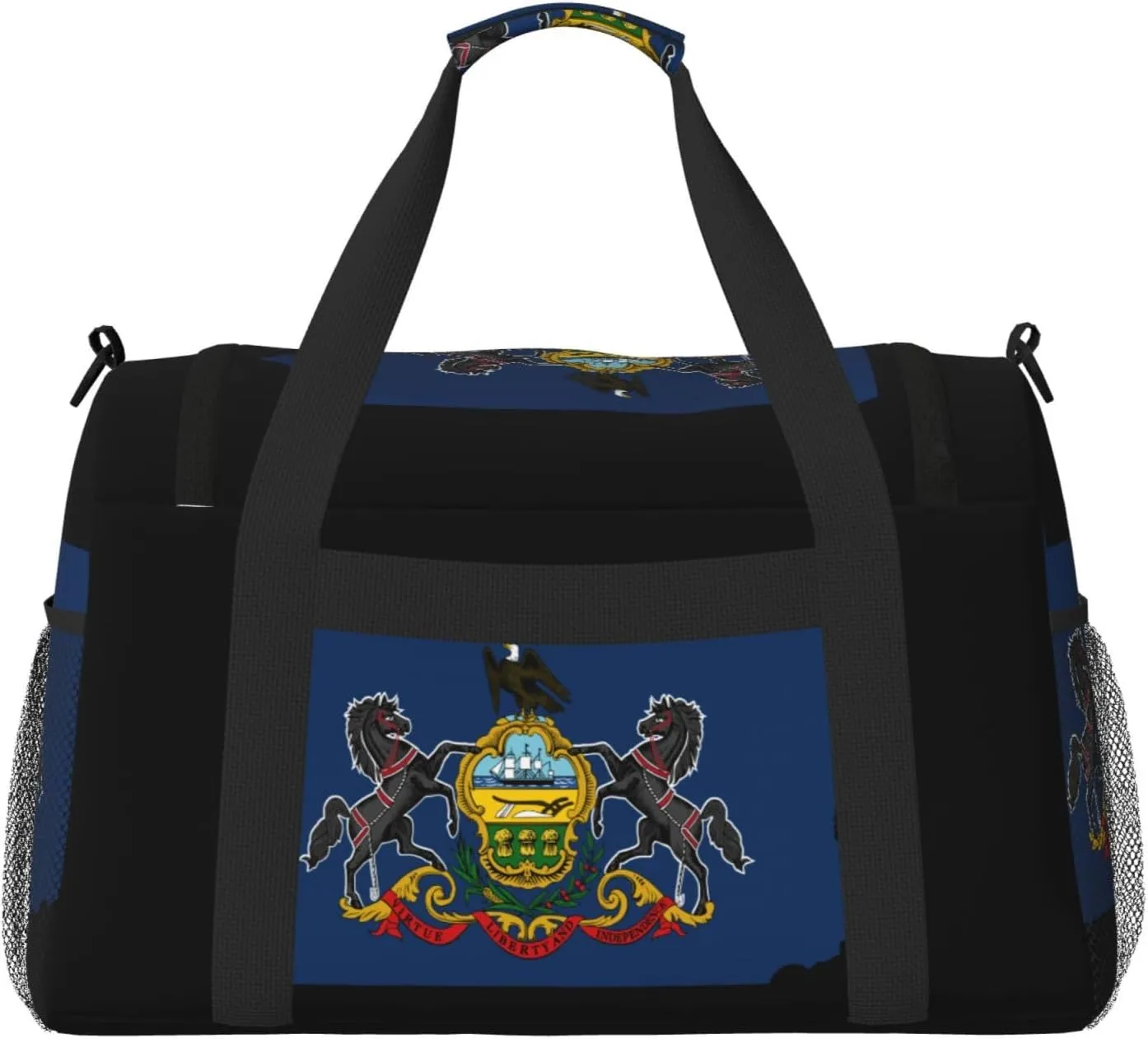 Flag Map Of Pennsylvania Travel Duffel Bag Large Foldable Waterproof Overnight Bag For Beach Swim Bags Pool Sports Gym