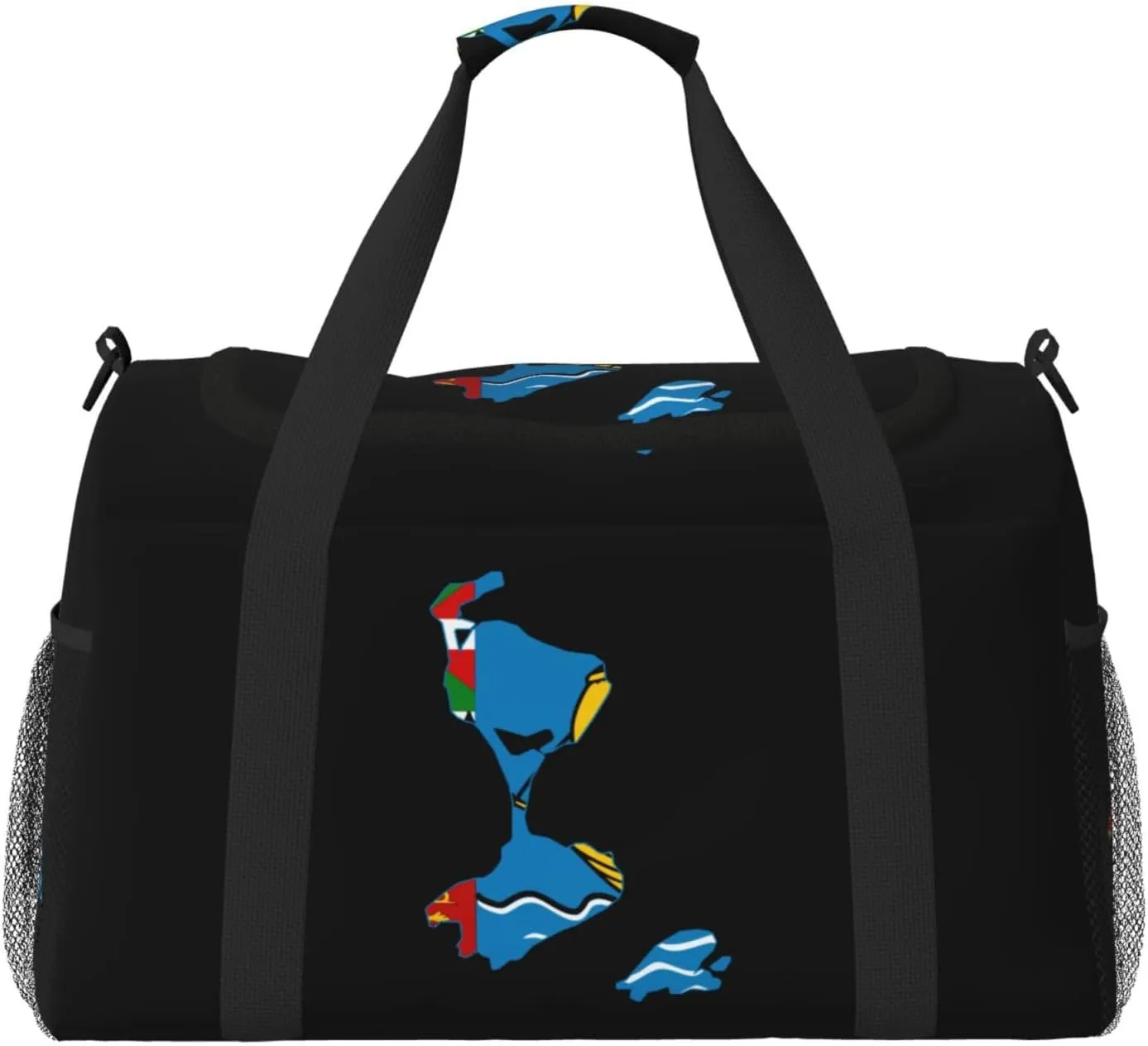 Flag Map Of Saint Pierre Miquelon Travel Duffel Bag Large Foldable Waterproof Overnight Bag For Beach Swim Bags Pool Sports Gym