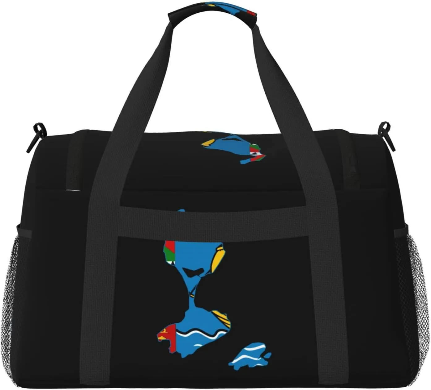 Flag Map Of Saint Pierre Miquelon Travel Duffel Bag Large Foldable Waterproof Overnight Bag For Beach Swim Bags Pool Sports Gym