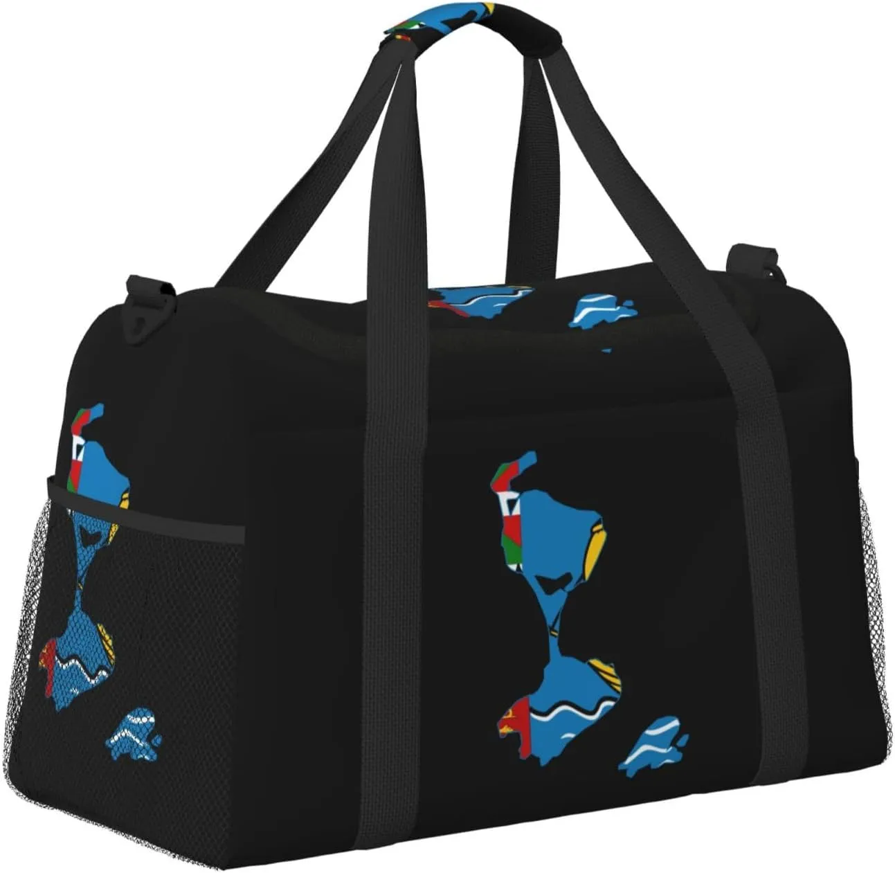 Flag Map Of Saint Pierre Miquelon Travel Duffel Bag Large Foldable Waterproof Overnight Bag For Beach Swim Bags Pool Sports Gym