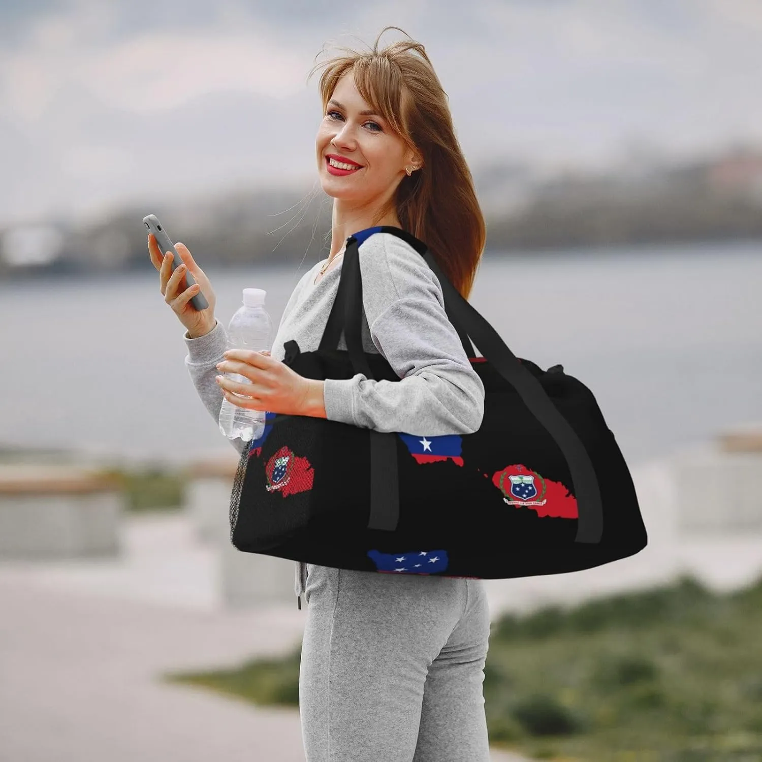 Flag Map Of Samoa Travel Duffel Bag Large Foldable Waterproof Overnight Bag For Beach Swim Bags Pool Sports Gym