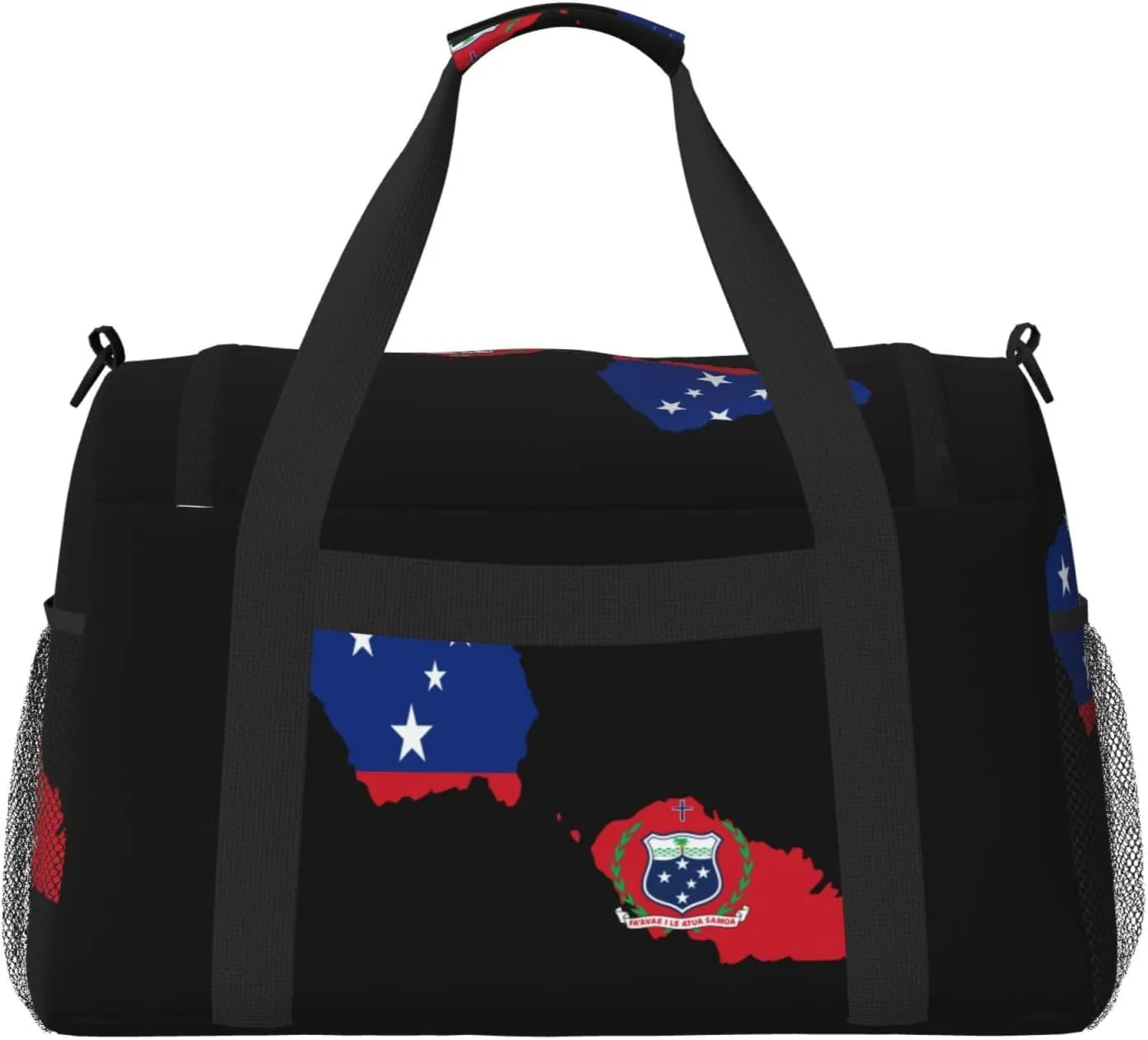 Flag Map Of Samoa Travel Duffel Bag Large Foldable Waterproof Overnight Bag For Beach Swim Bags Pool Sports Gym