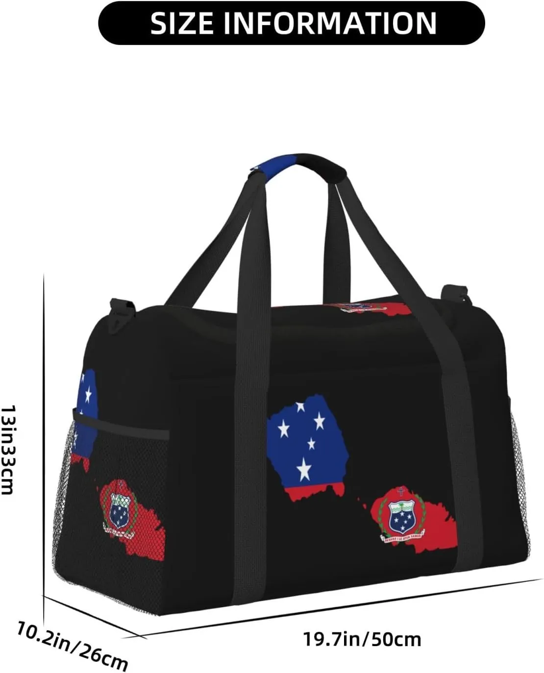 Flag Map Of Samoa Travel Duffel Bag Large Foldable Waterproof Overnight Bag For Beach Swim Bags Pool Sports Gym