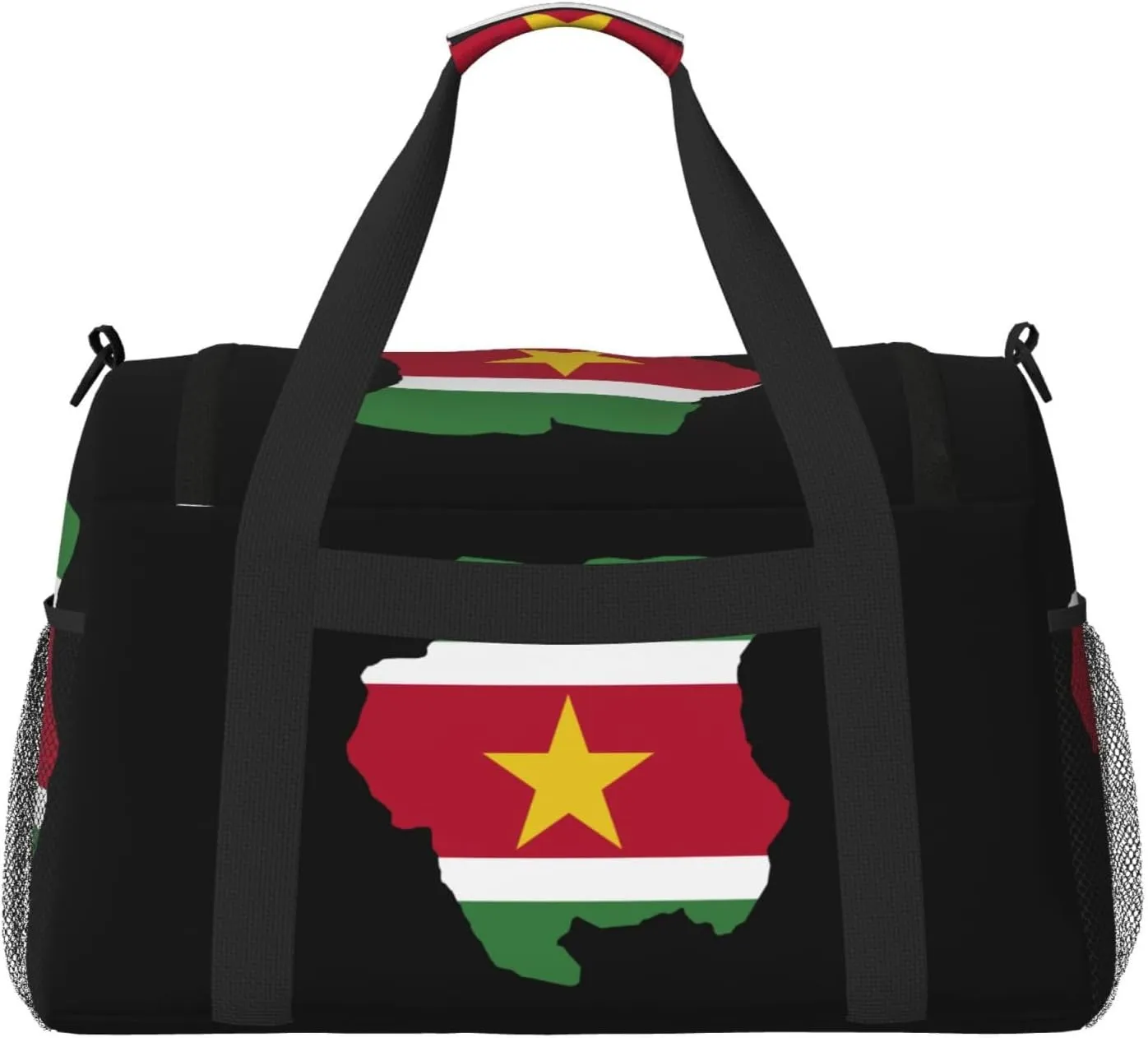 Flag Map Of Suriname Travel Duffel Bag Large Foldable Waterproof Overnight Bag For Beach Swim Bags Pool Sports Gym