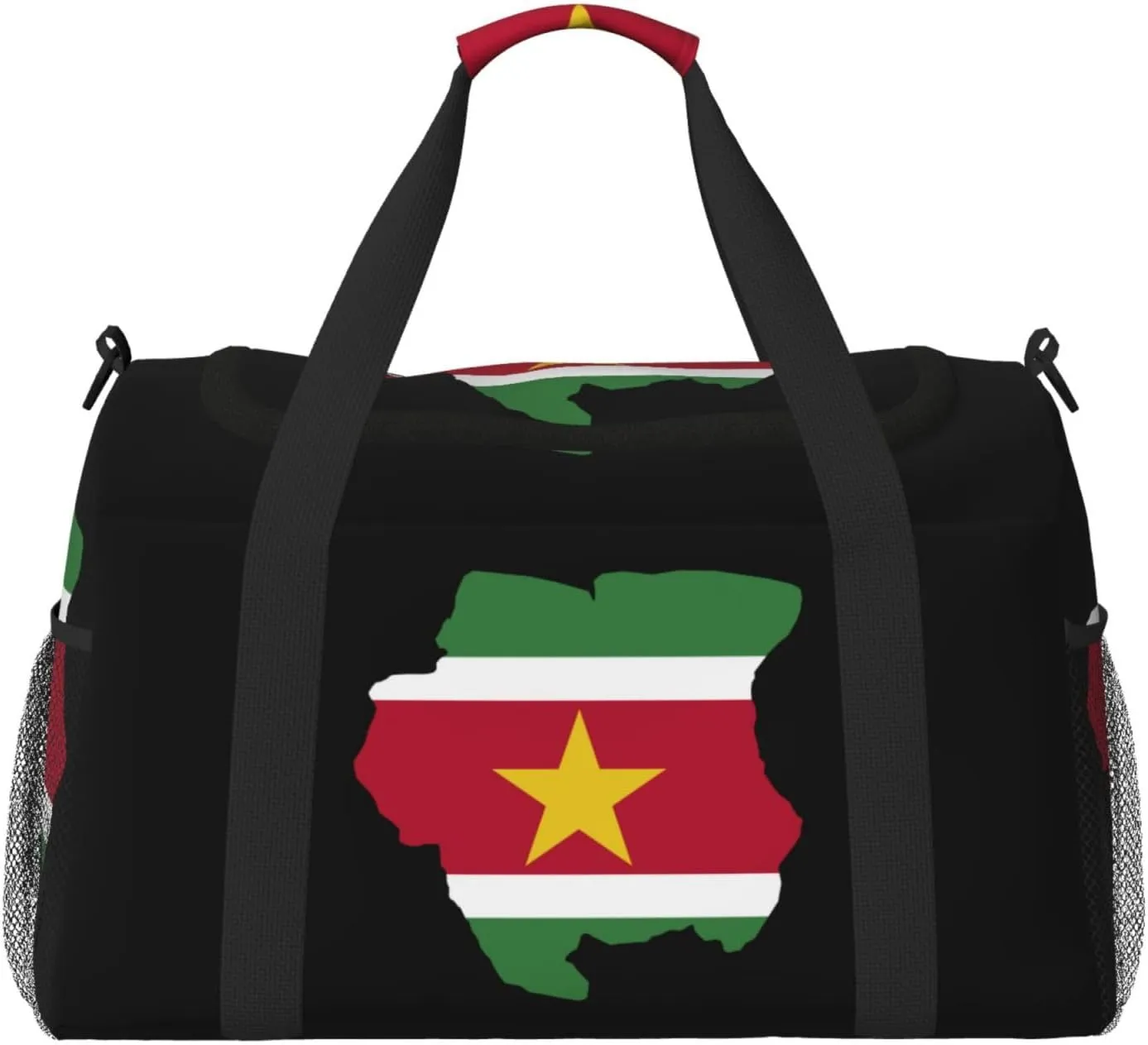 Flag Map Of Suriname Travel Duffel Bag Large Foldable Waterproof Overnight Bag For Beach Swim Bags Pool Sports Gym