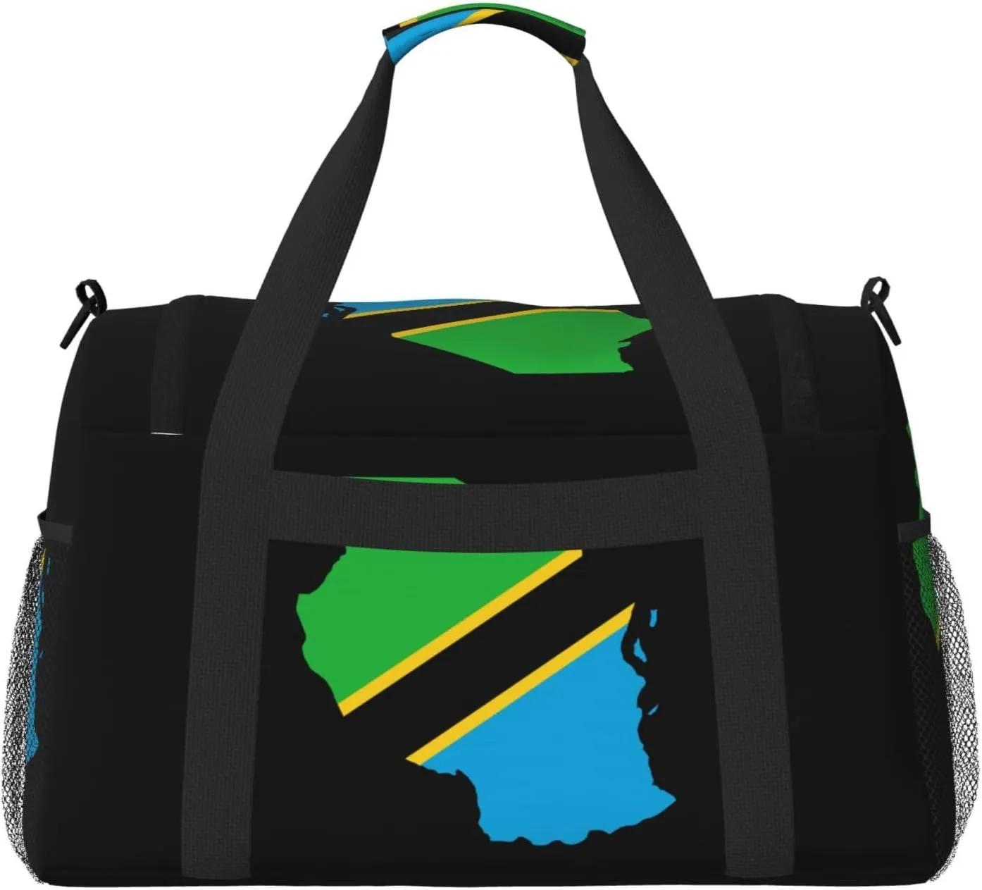 Flag Map Of Tanzania Travel Duffel Bag Large Foldable Waterproof Overnight Bag For Beach Swim Bags Pool Sports Gym