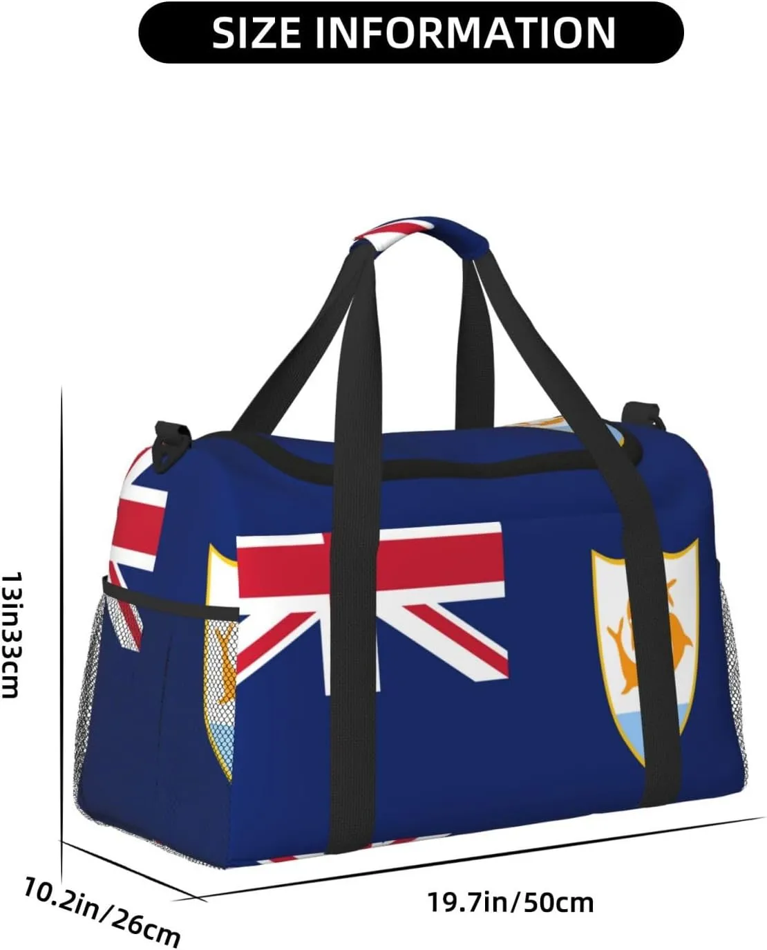 Flag Of Anguilla Travel Duffel Bag Large Foldable Waterproof Overnight Bag For Beach Swim Bags Pool Sports Gym