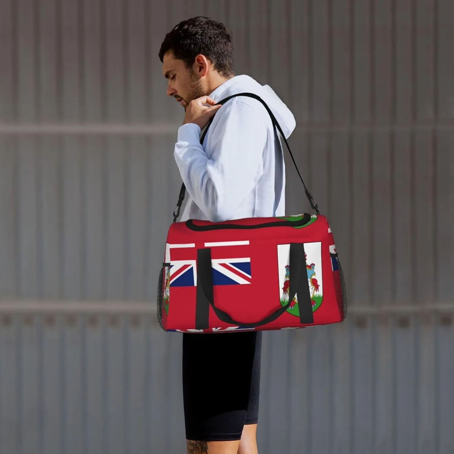 Flag Of Bermuda Travel Duffel Bag Large Foldable Waterproof Overnight Bag For Beach Swim Bags Pool Sports Gym