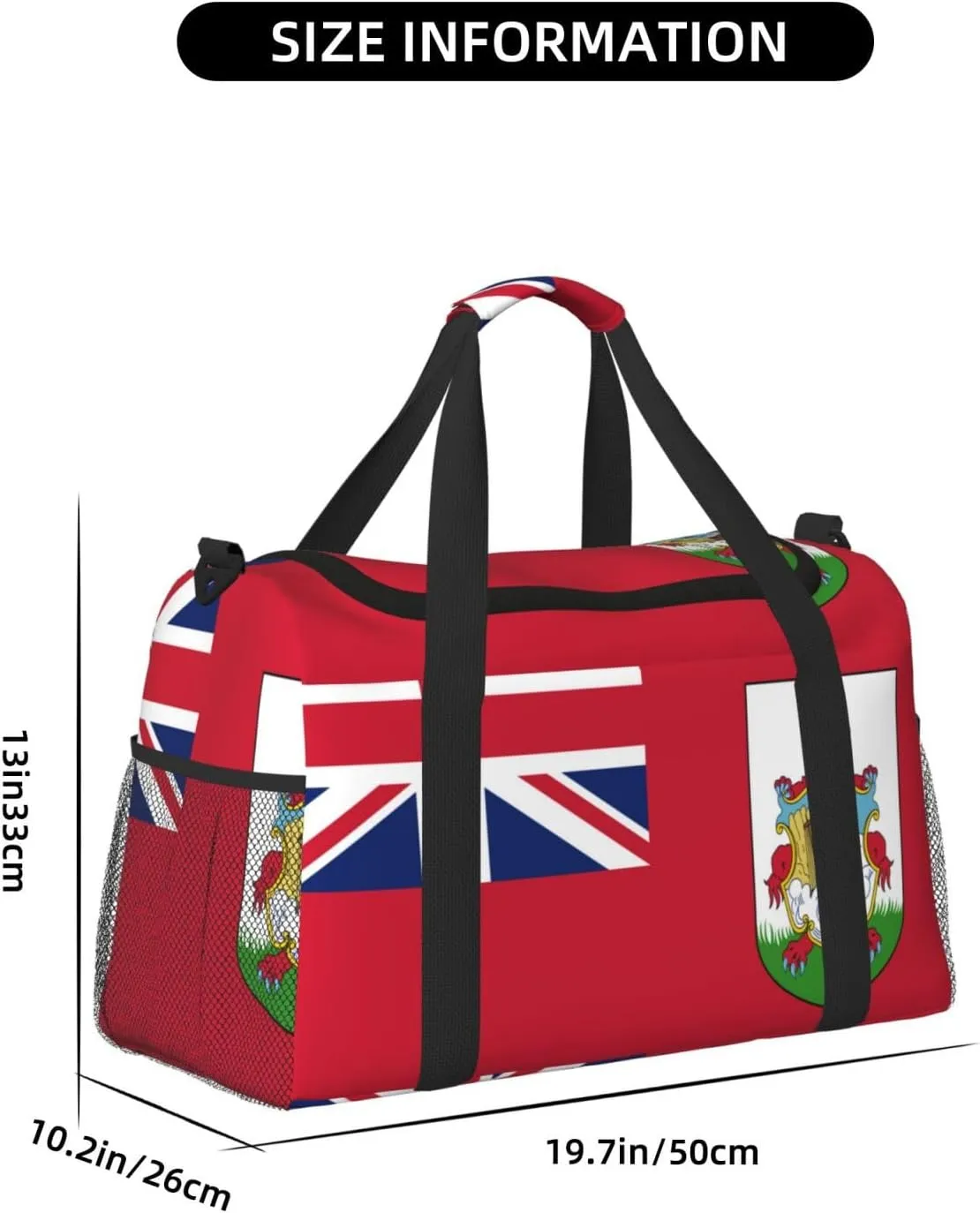 Flag Of Bermuda Travel Duffel Bag Large Foldable Waterproof Overnight Bag For Beach Swim Bags Pool Sports Gym