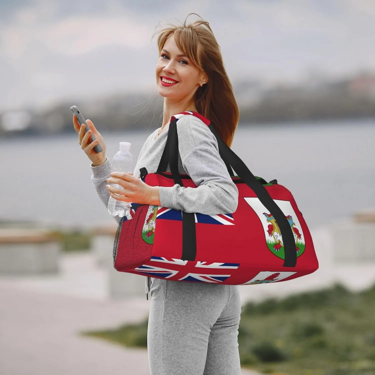 Flag Of Bermuda Travel Duffel Bag Large Foldable Waterproof Overnight Bag For Beach Swim Bags Pool Sports Gym