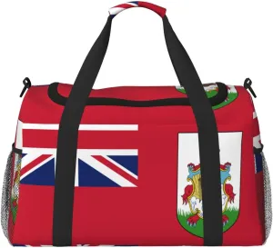 Flag Of Bermuda Travel Duffel Bag Large Foldable Waterproof Overnight Bag For Beach Swim Bags Pool Sports Gym