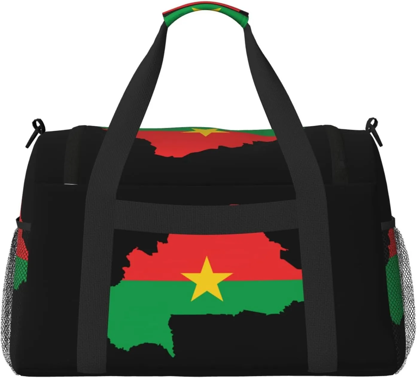 Flag Of Burkina Faso Map Travel Duffel Bag Large Foldable Waterproof Overnight Bag For Beach Swim Bags Pool Sports Gym