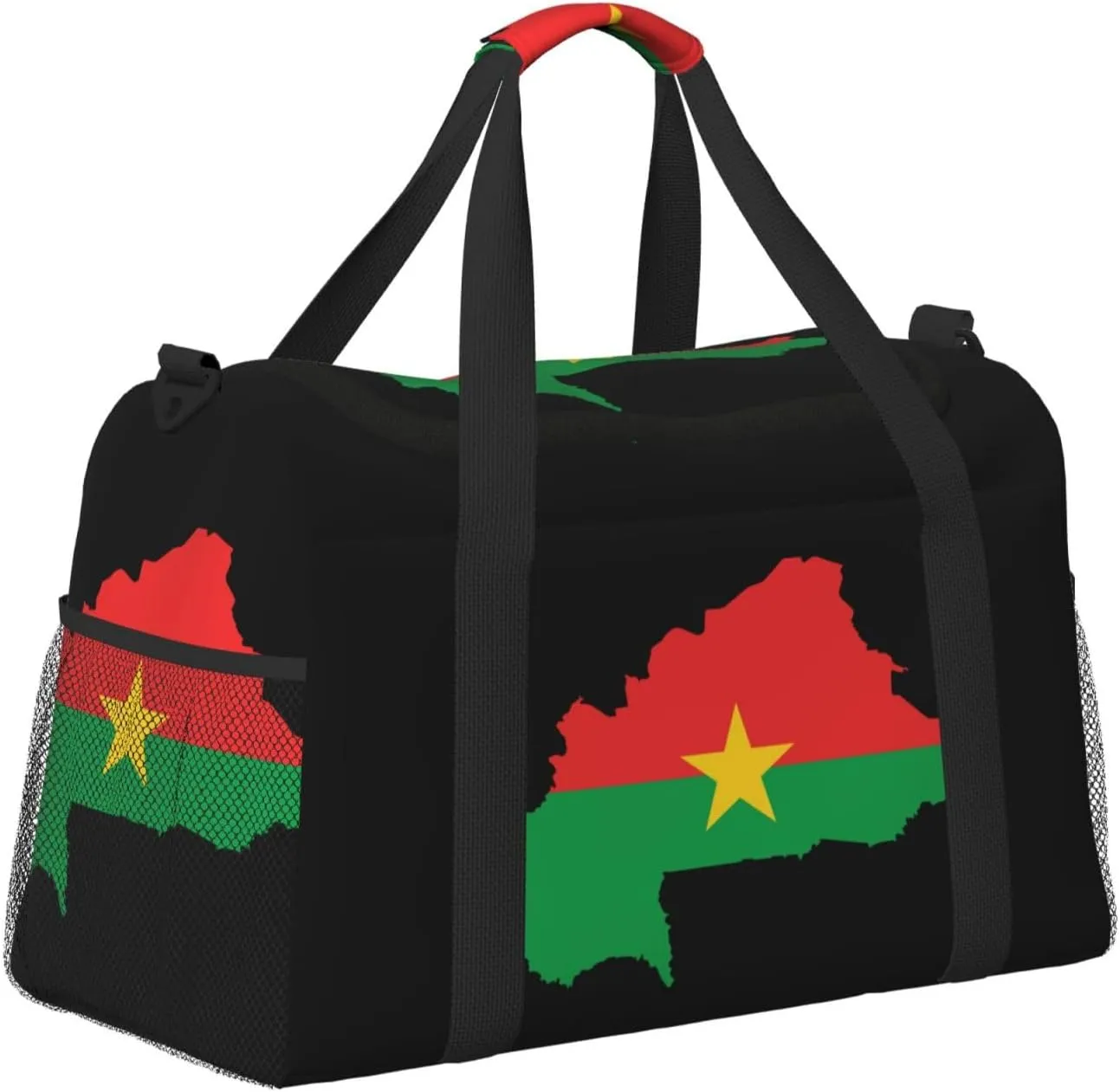 Flag Of Burkina Faso Map Travel Duffel Bag Large Foldable Waterproof Overnight Bag For Beach Swim Bags Pool Sports Gym
