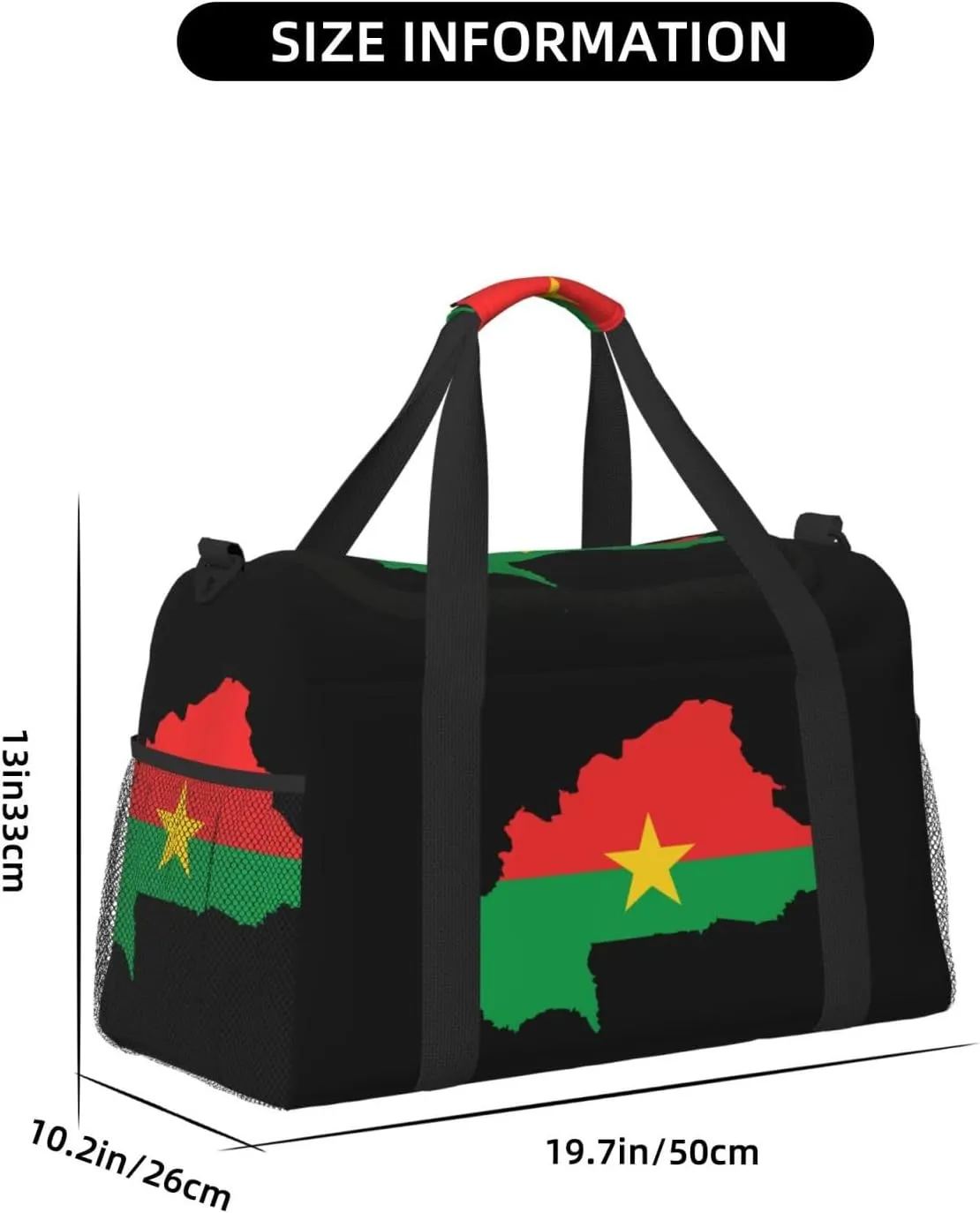 Flag Of Burkina Faso Map Travel Duffel Bag Large Foldable Waterproof Overnight Bag For Beach Swim Bags Pool Sports Gym