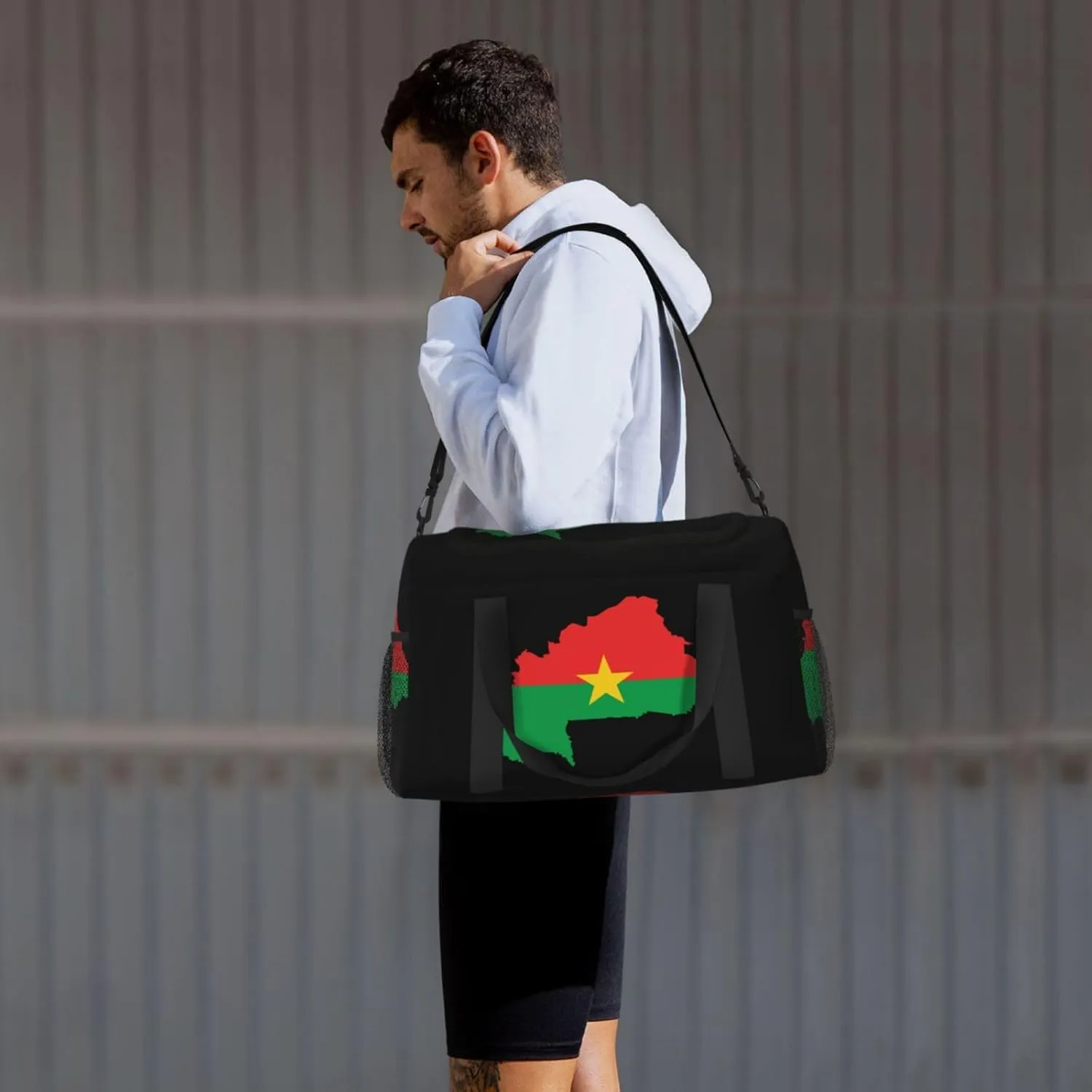 Flag Of Burkina Faso Map Travel Duffel Bag Large Foldable Waterproof Overnight Bag For Beach Swim Bags Pool Sports Gym