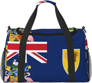 Flag Of Caicos Travel Duffel Bag Large Foldable Waterproof Overnight Bag For Beach Swim Bags Pool Sports Gym