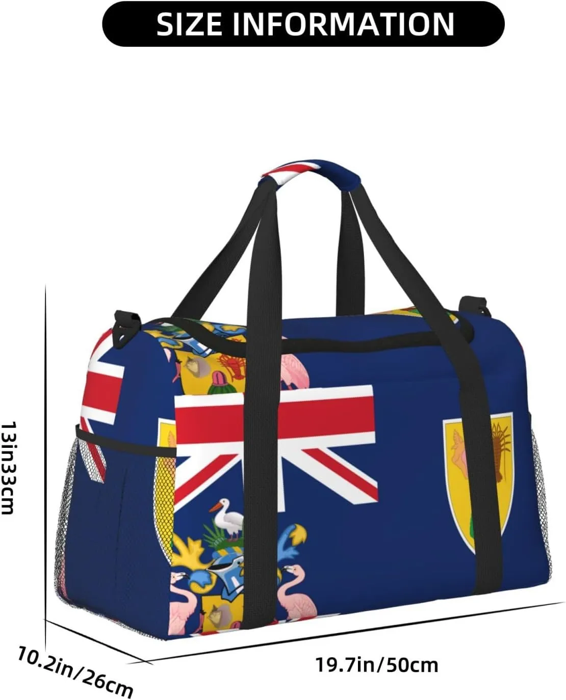 Flag Of Caicos Travel Duffel Bag Large Foldable Waterproof Overnight Bag For Beach Swim Bags Pool Sports Gym