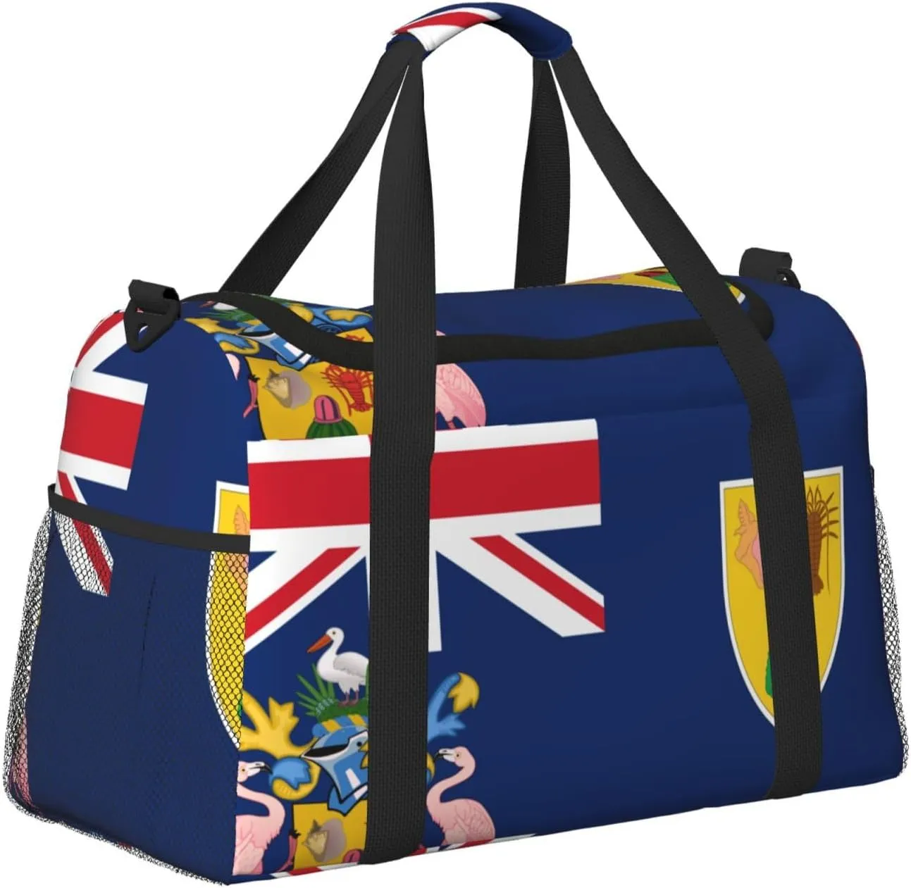 Flag Of Caicos Travel Duffel Bag Large Foldable Waterproof Overnight Bag For Beach Swim Bags Pool Sports Gym