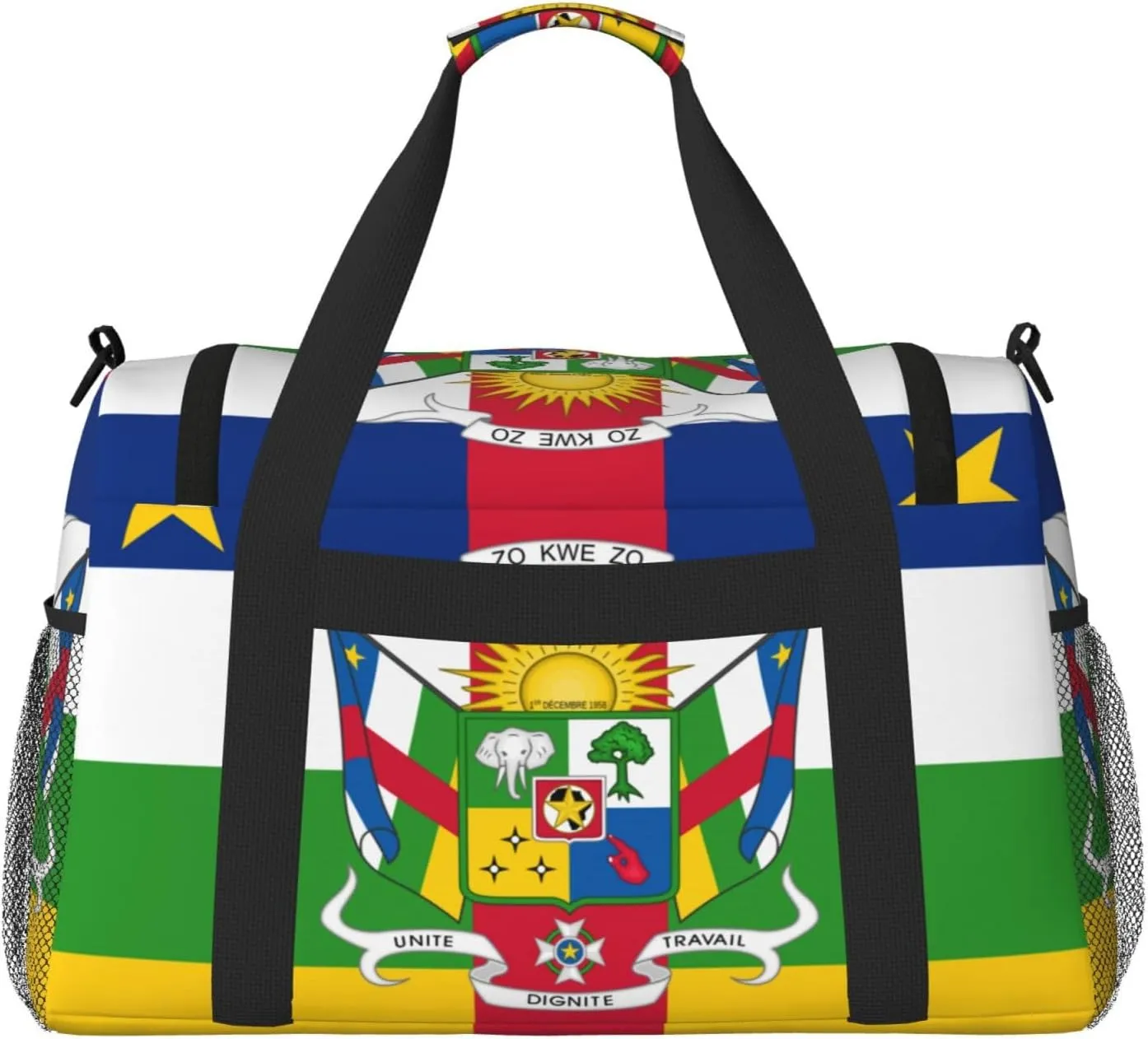 Flag Of Central African Travel Duffel Bag Large Foldable Waterproof Overnight Bag For Beach Swim Bags Pool Sports Gym