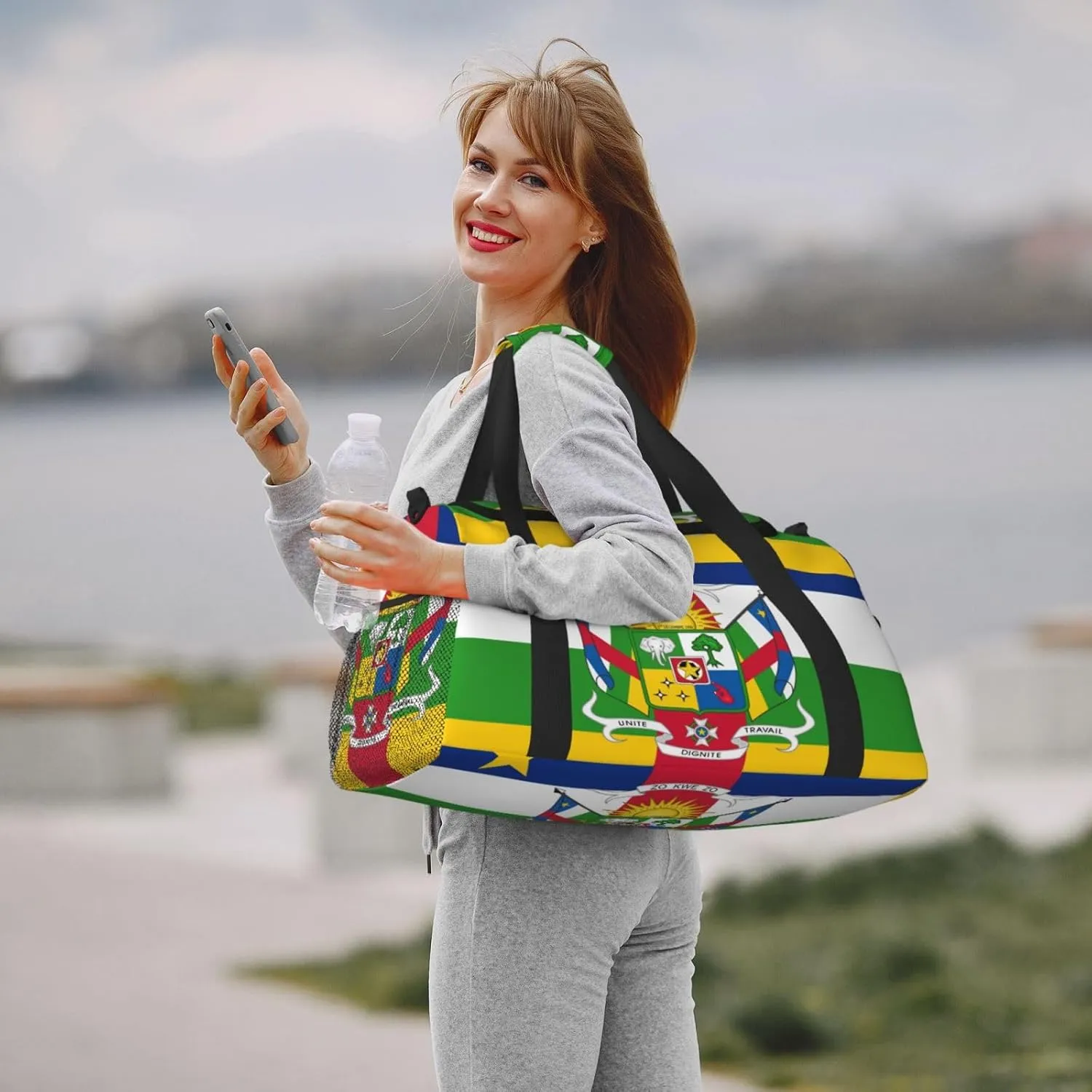 Flag Of Central African Travel Duffel Bag Large Foldable Waterproof Overnight Bag For Beach Swim Bags Pool Sports Gym