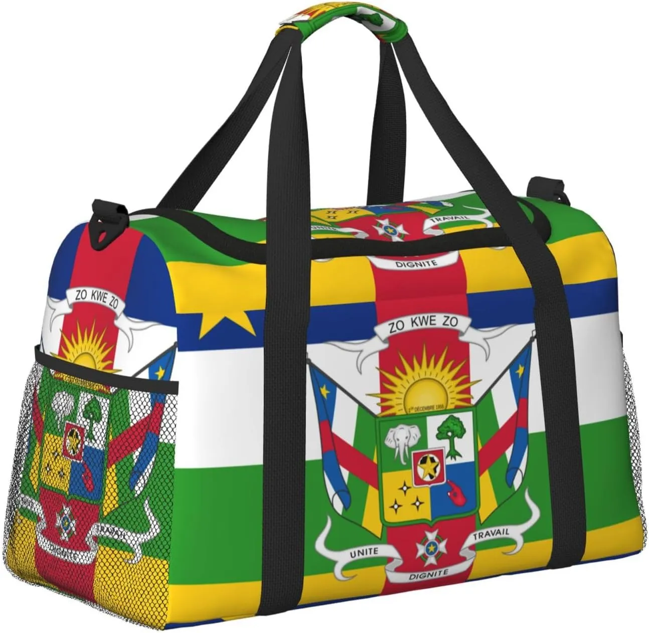 Flag Of Central African Travel Duffel Bag Large Foldable Waterproof Overnight Bag For Beach Swim Bags Pool Sports Gym
