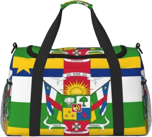 Flag Of Central African Travel Duffel Bag Large Foldable Waterproof Overnight Bag For Beach Swim Bags Pool Sports Gym