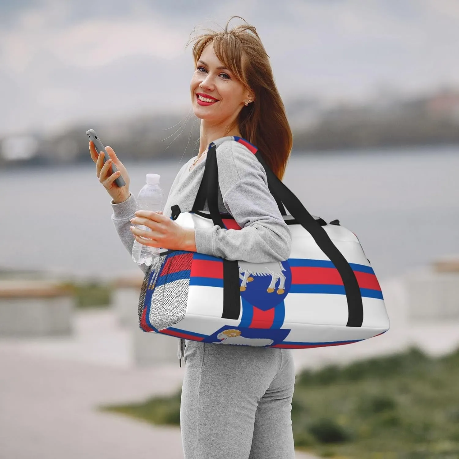 Flag Of Faroe Travel Duffel Bag Large Foldable Waterproof Overnight Bag For Beach Swim Bags Pool Sports Gym