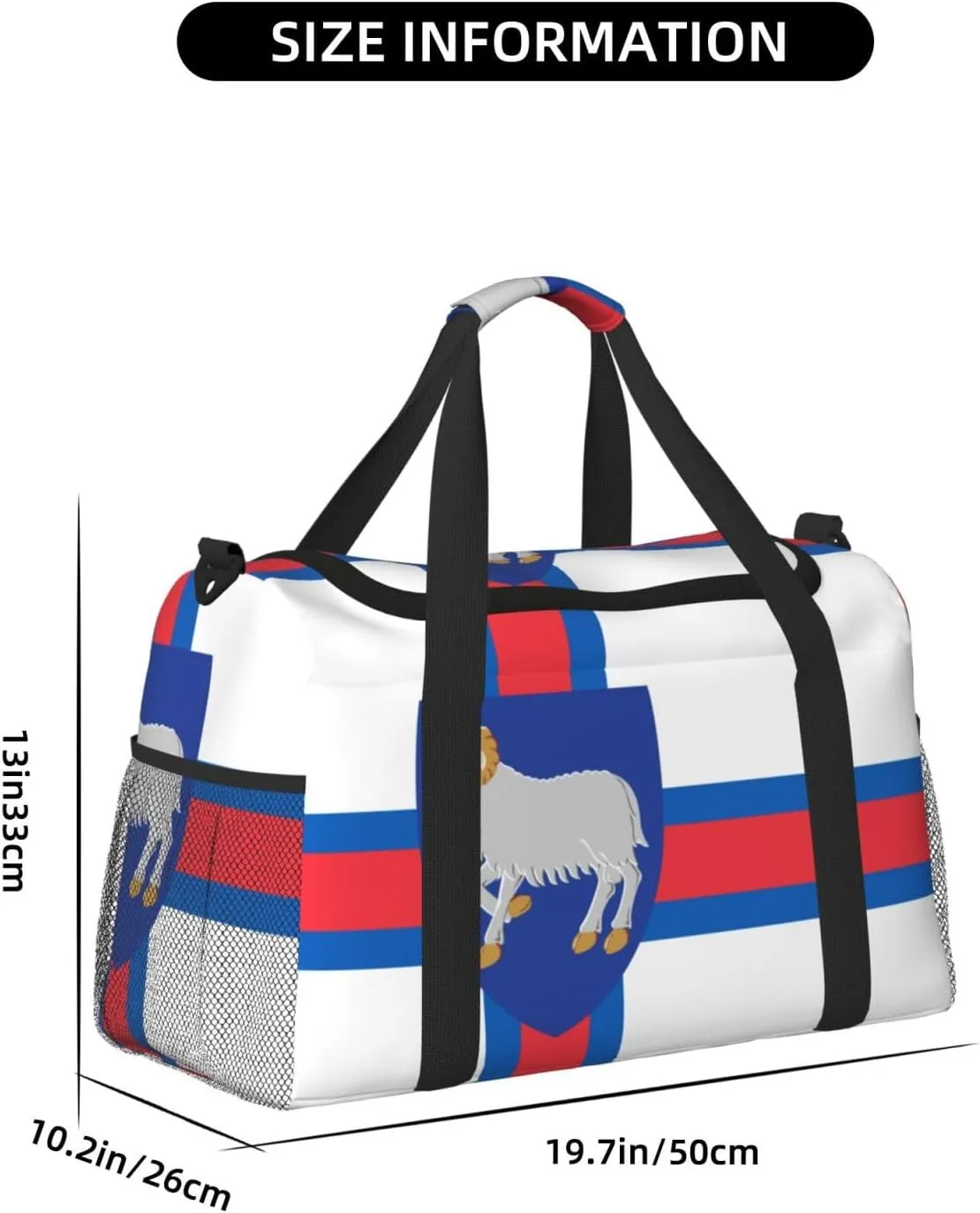Flag Of Faroe Travel Duffel Bag Large Foldable Waterproof Overnight Bag For Beach Swim Bags Pool Sports Gym