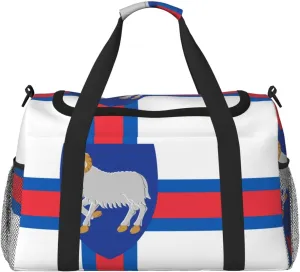 Flag Of Faroe Travel Duffel Bag Large Foldable Waterproof Overnight Bag For Beach Swim Bags Pool Sports Gym