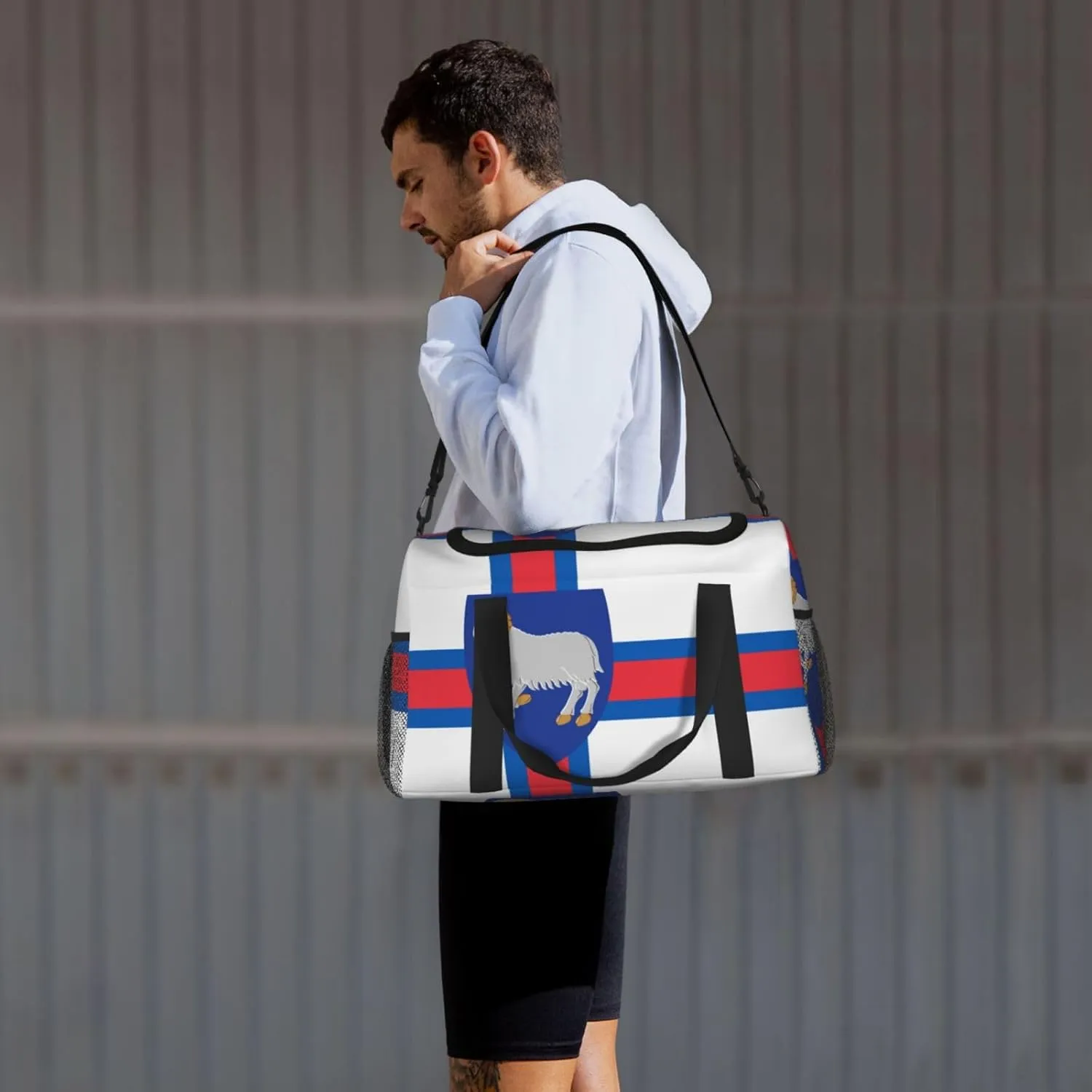 Flag Of Faroe Travel Duffel Bag Large Foldable Waterproof Overnight Bag For Beach Swim Bags Pool Sports Gym