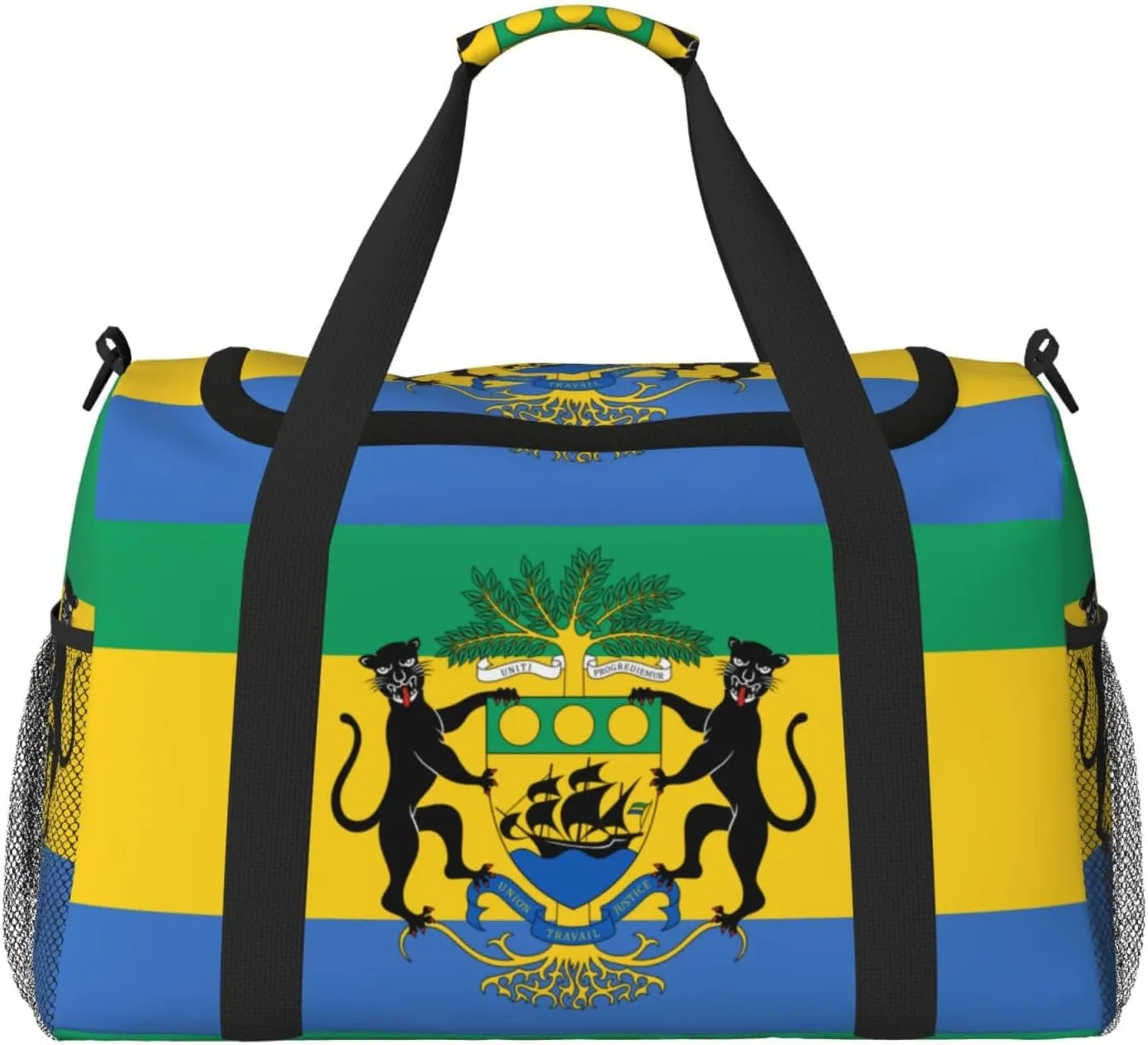 Flag Of Gabon Travel Duffel Bag Large Foldable Waterproof Overnight Bag For Beach Swim Bags Pool Sports Gym