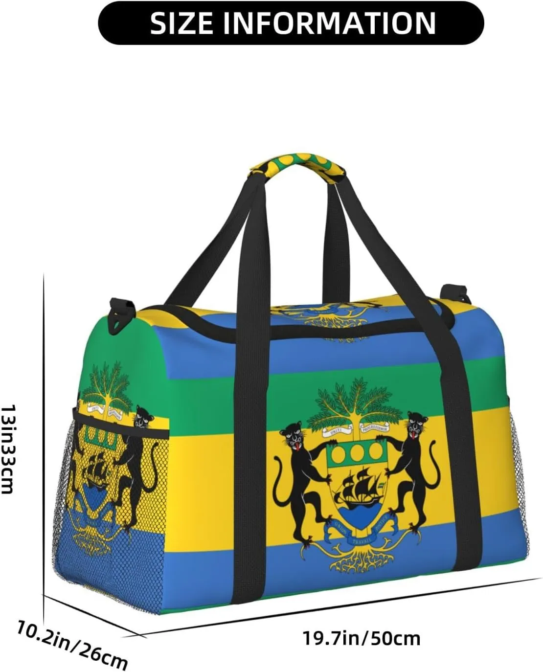 Flag Of Gabon Travel Duffel Bag Large Foldable Waterproof Overnight Bag For Beach Swim Bags Pool Sports Gym