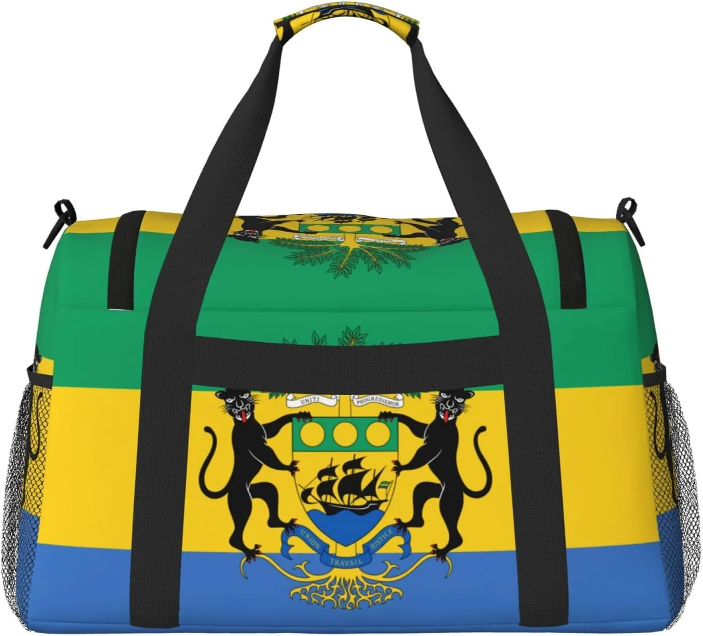 Flag Of Gabon Travel Duffel Bag Large Foldable Waterproof Overnight Bag For Beach Swim Bags Pool Sports Gym