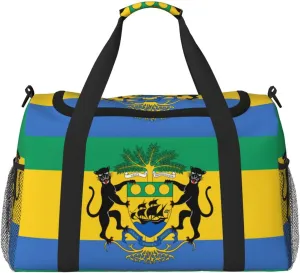 Flag Of Gabon Travel Duffel Bag Large Foldable Waterproof Overnight Bag For Beach Swim Bags Pool Sports Gym