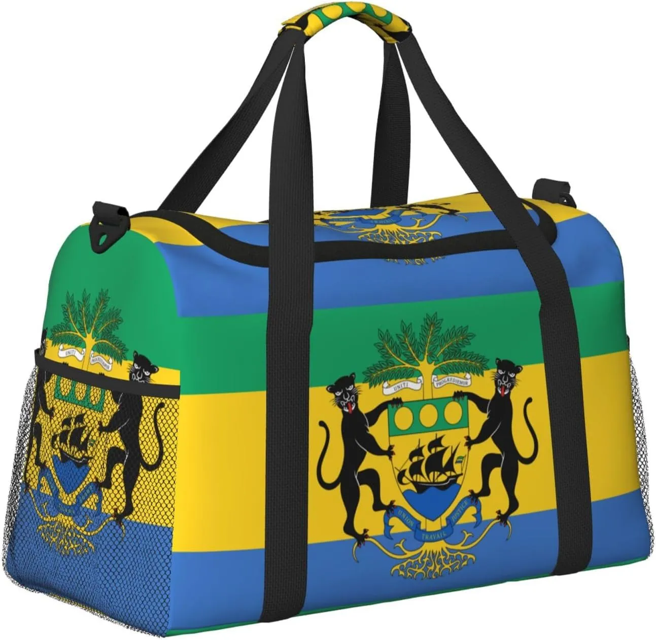 Flag Of Gabon Travel Duffel Bag Large Foldable Waterproof Overnight Bag For Beach Swim Bags Pool Sports Gym