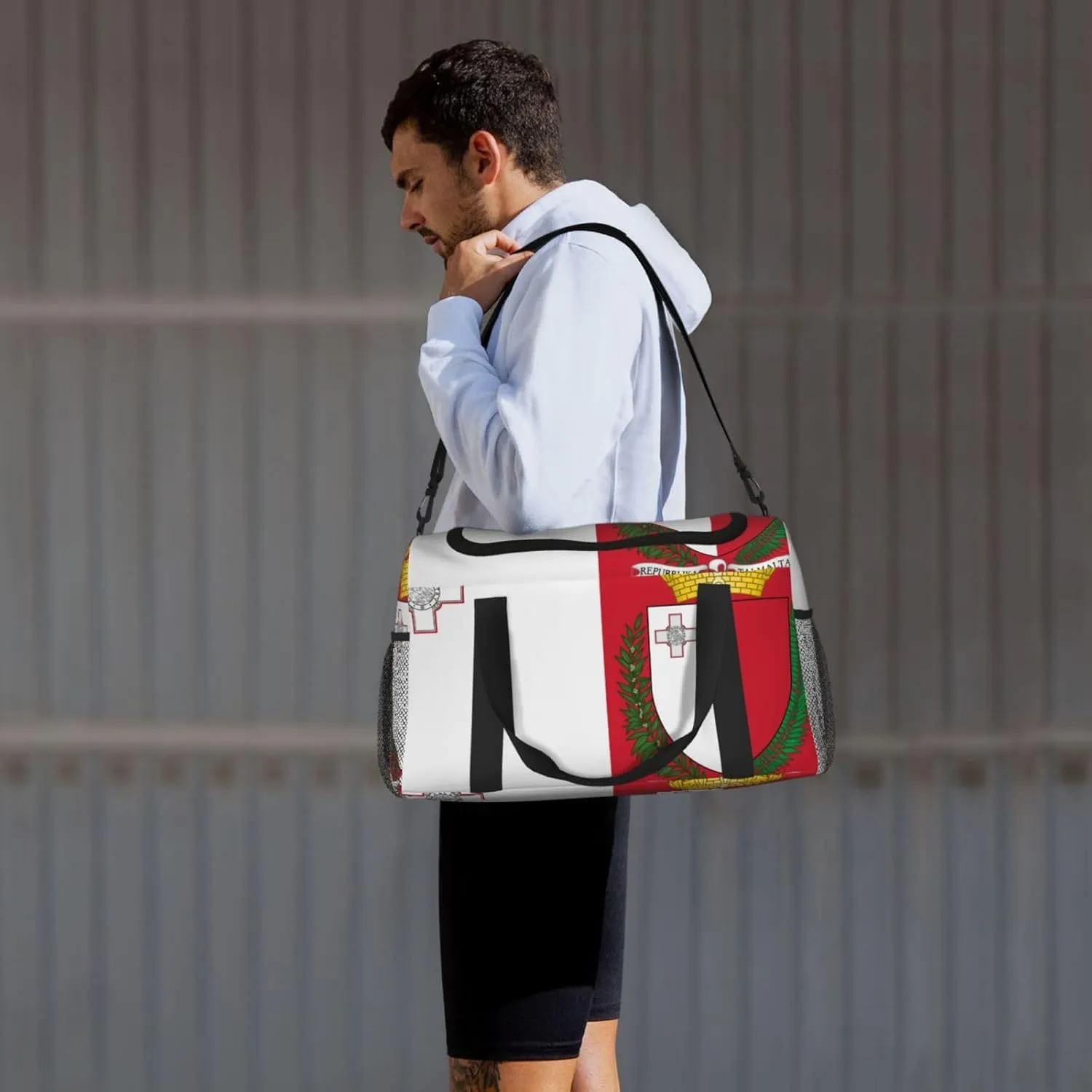 Flag Of Malta Travel Duffel Bag Large Foldable Waterproof Overnight Bag For Beach Swim Bags Pool Sports Gym