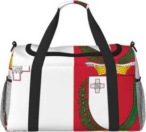 Flag Of Malta Travel Duffel Bag Large Foldable Waterproof Overnight Bag For Beach Swim Bags Pool Sports Gym