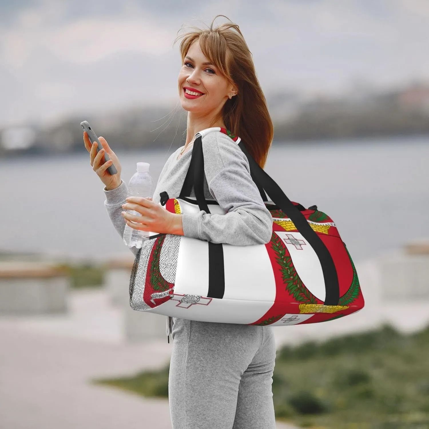 Flag Of Malta Travel Duffel Bag Large Foldable Waterproof Overnight Bag For Beach Swim Bags Pool Sports Gym
