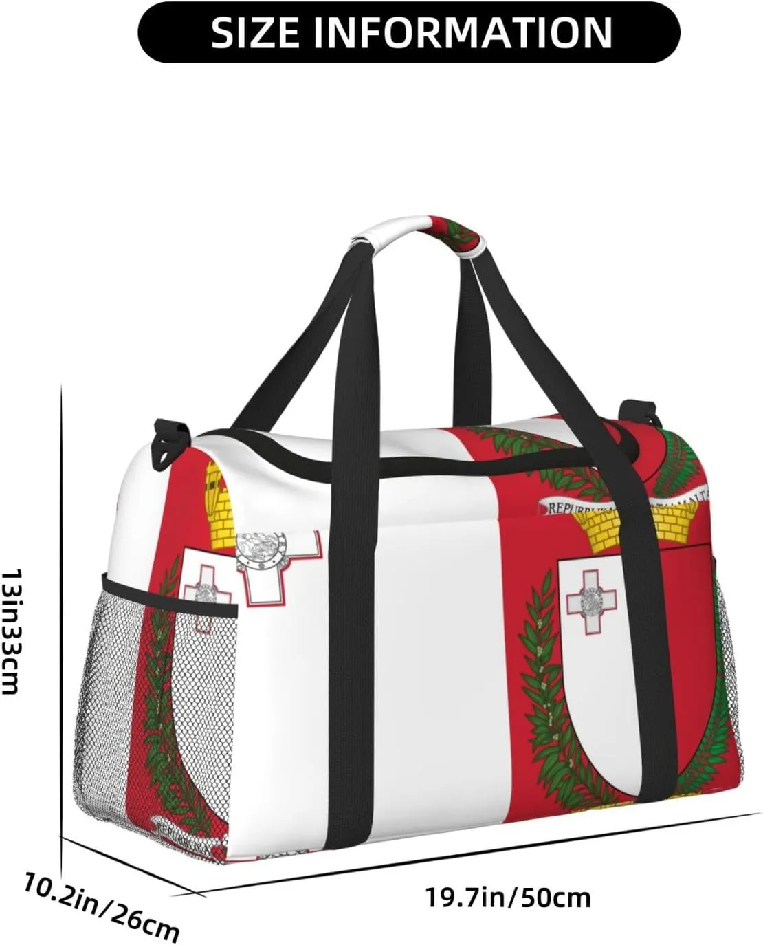 Flag Of Malta Travel Duffel Bag Large Foldable Waterproof Overnight Bag For Beach Swim Bags Pool Sports Gym