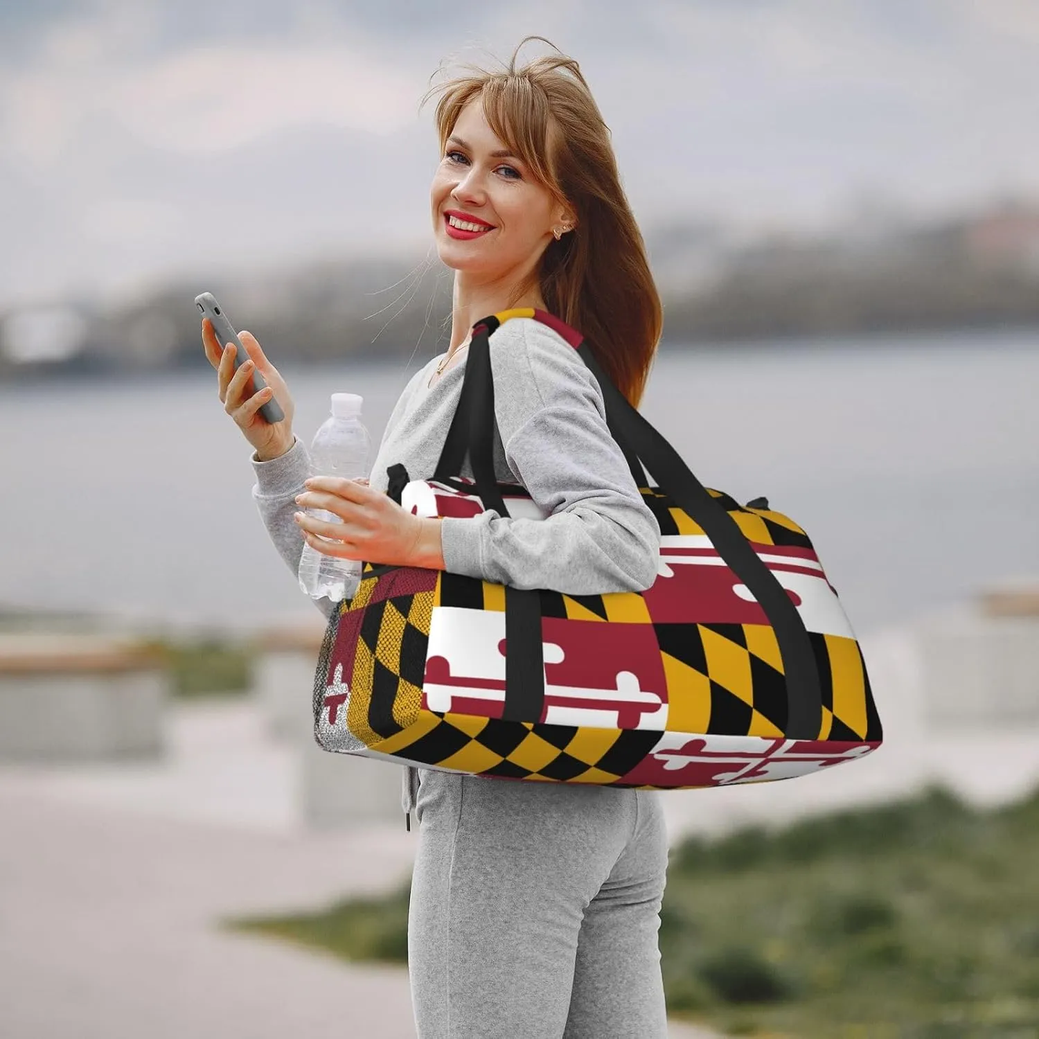 Flag Of Maryland Travel Duffel Bag Large Foldable Waterproof Overnight Bag For Beach Swim Bags Pool Sports Gym