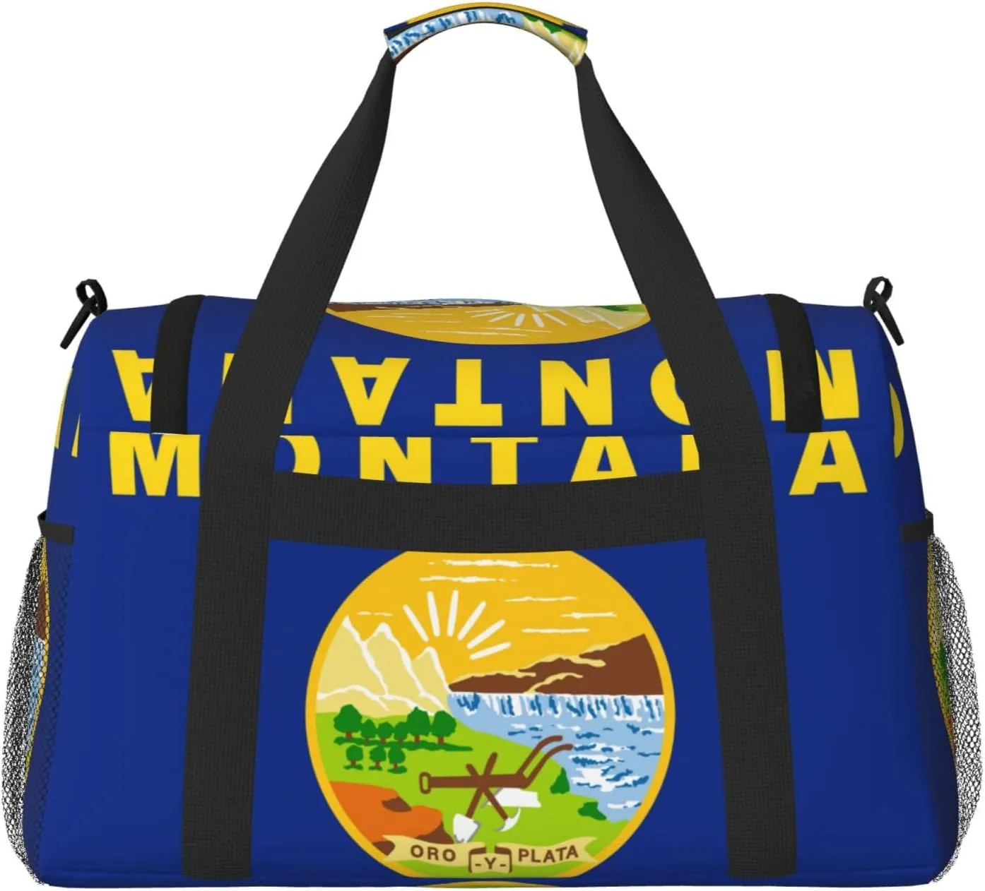 Flag Of Montana Travel Duffel Bag Large Foldable Waterproof Overnight Bag For Beach Swim Bags Pool Sports Gym