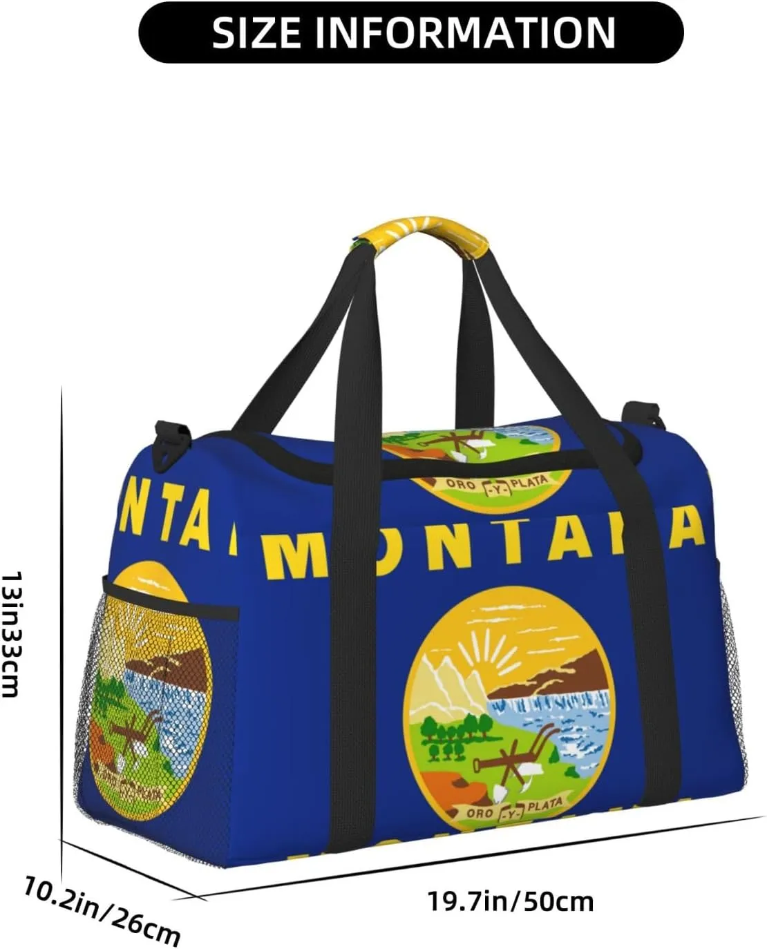 Flag Of Montana Travel Duffel Bag Large Foldable Waterproof Overnight Bag For Beach Swim Bags Pool Sports Gym