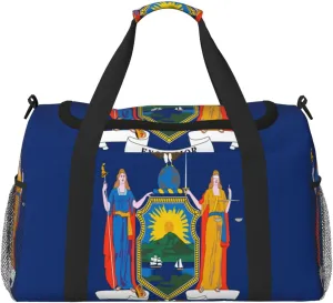 Flag Of New York Travel Duffel Bag Large Foldable Waterproof Overnight Bag For Beach Swim Bags Pool Sports Gym