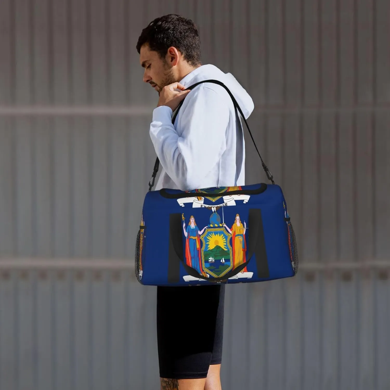 Flag Of New York Travel Duffel Bag Large Foldable Waterproof Overnight Bag For Beach Swim Bags Pool Sports Gym