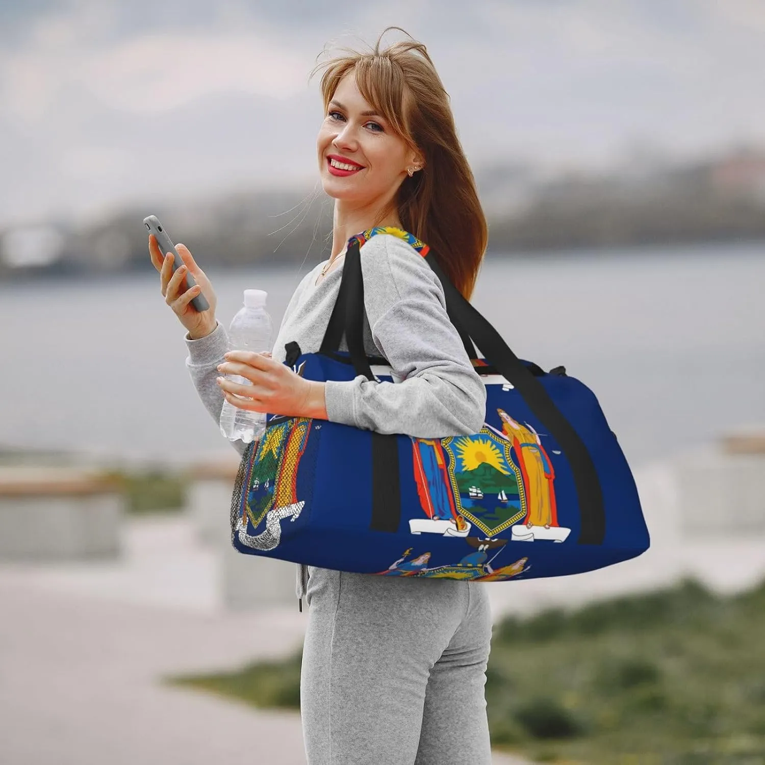 Flag Of New York Travel Duffel Bag Large Foldable Waterproof Overnight Bag For Beach Swim Bags Pool Sports Gym